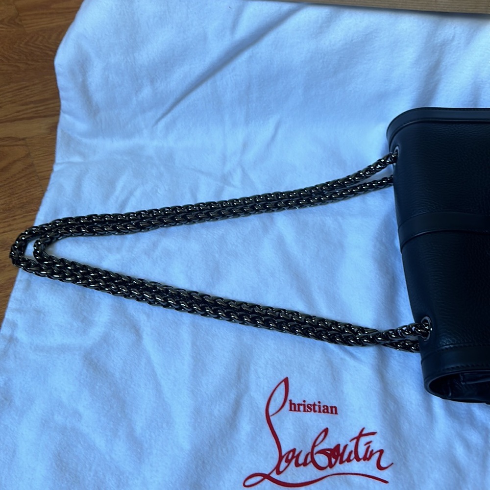 Christian Louboutin Sweet Charity Gaia Calf Leather Shoulder Bag in Black - Picture 9 of 12